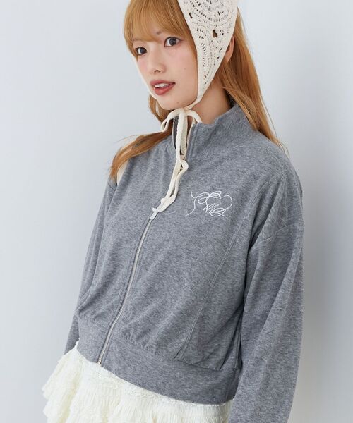 MAJESTIC LEGON(マジェスティックレゴン)の「ベロアトラックジャケット(Tシャツ/カットソー・レディース・ベージュ/ピンク/グレー・MEDIUM)」の6枚目の写真