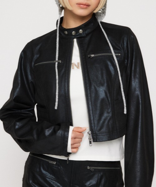 LAGUA GEM(ラグアジェム)の「LUSTER SHORT ジャケット(その他アウター・レディース・ホワイト/ブラック・FREE)」の2枚目の写真