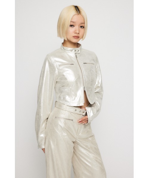 LAGUA GEM(ラグアジェム)の「LUSTER SHORT ジャケット(その他アウター・レディース・ホワイト/ブラック・FREE)」の5枚目の写真