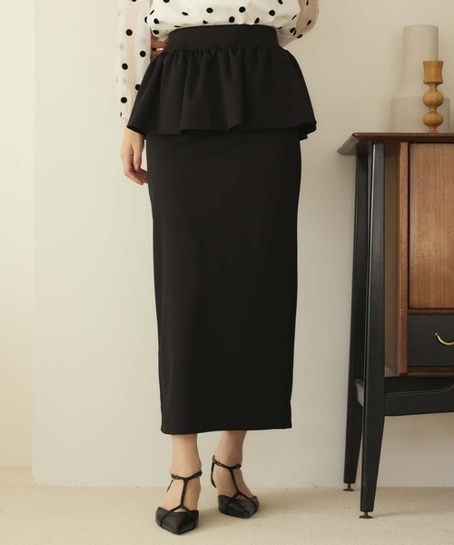 mame 15ssペプラムスカート 難あり（mame（ひざ丈スカート ・ ブラック  