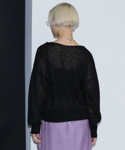 ROSE BUD（ローズバッド）の「シアーエンブロイダリーニット（ニット/セーター・レディース・ブラック・ONE SIZE）」の7枚目の写真