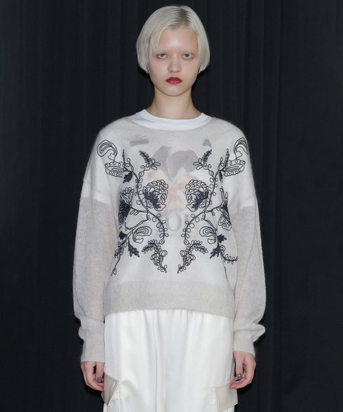 ROSE BUD（ローズバッド）の「シアーエンブロイダリーニット（ニット/セーター・レディース・ブラック・ONE SIZE）」の12枚目の写真