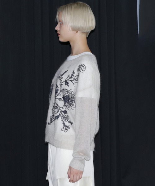 ROSE BUD（ローズバッド）の「シアーエンブロイダリーニット（ニット/セーター・レディース・ブラック・ONE SIZE）」の13枚目の写真