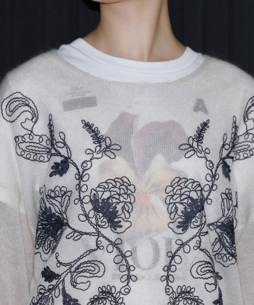 ROSE BUD（ローズバッド）の「シアーエンブロイダリーニット（ニット/セーター・レディース・ブラック・ONE SIZE）」の15枚目の写真