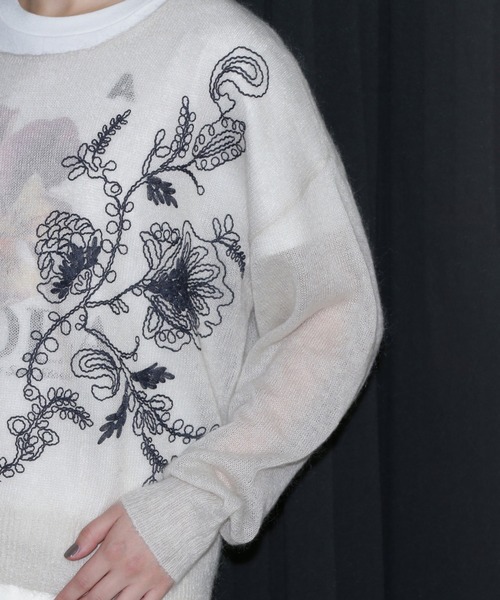 ROSE BUD（ローズバッド）の「シアーエンブロイダリーニット（ニット/セーター・レディース・ブラック・ONE SIZE）」の16枚目の写真