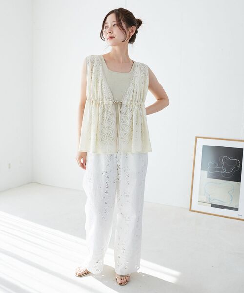 le.coeur blanc（ルクールブラン）の「スクエアニットタンク（タンクトップ・レディース・オフホワイト/シルバー/ゴールド/ブラック/ベージュ・38）」の15枚目の写真