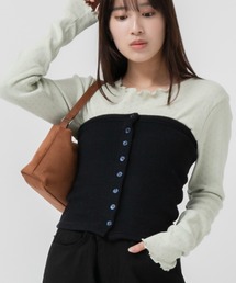 HEILIS（ヘイリス）の「フロント釦リブニットビスチェ