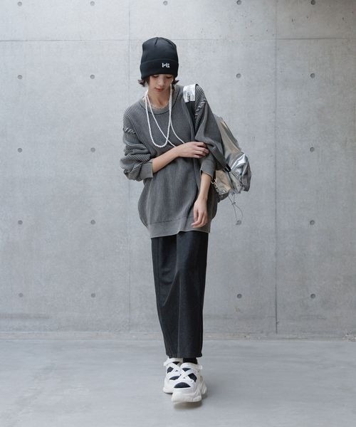 PAGEBOY（ページボーイ）の「サンドビンテージニットプルオーバー（ニット/セーター・レディース・チャコールグレー/オフホワイト/オレンジ・FREE）」の9枚目の写真
