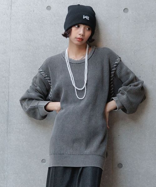 PAGEBOY（ページボーイ）の「サンドビンテージニットプルオーバー（ニット/セーター・レディース・チャコールグレー/オフホワイト/オレンジ・FREE）」の13枚目の写真