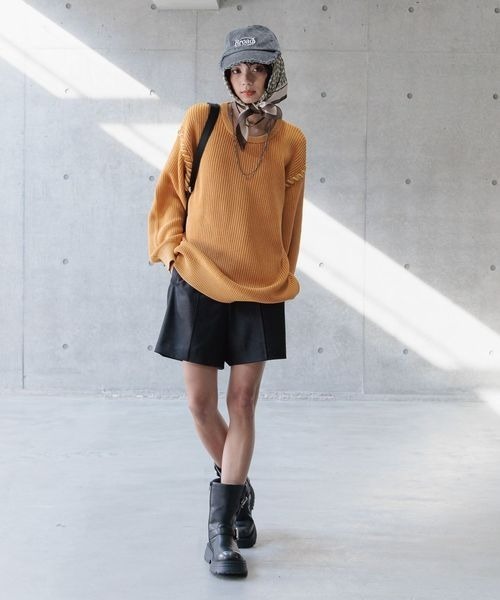 PAGEBOY（ページボーイ）の「サンドビンテージニットプルオーバー（ニット/セーター・レディース・チャコールグレー/オフホワイト/オレンジ・FREE）」の15枚目の写真