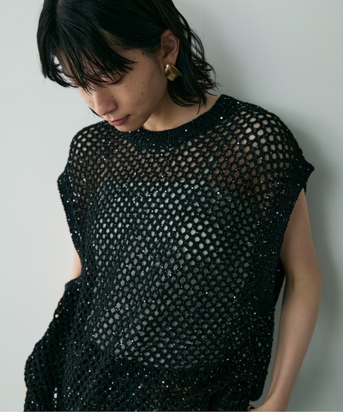 レディース メッシュ ラメ ベスト BAB ベスト ジレ ラメメッシュベスト レディース : ZOZOTOWN