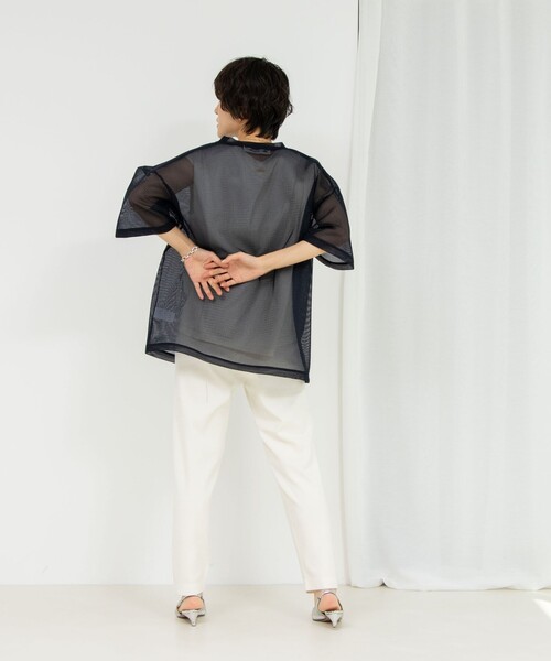 Rie Miller（リエミラー）の「ダンボールメッシュプリントTシャツ（Tシャツ/カットソー・レディース・ホワイト/ネイビー・38）」の21枚目の写真