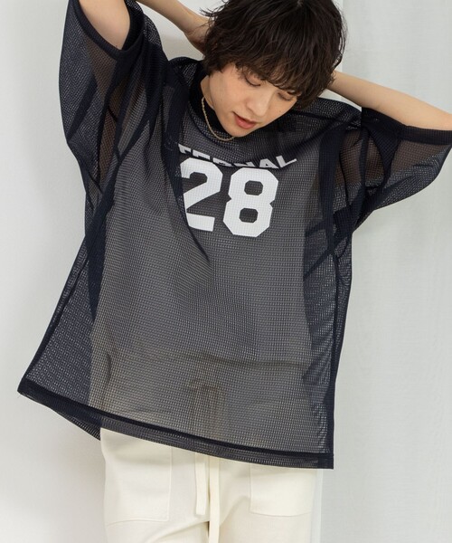 Rie Miller（リエミラー）の「ダンボールメッシュプリントTシャツ（Tシャツ/カットソー・レディース・ホワイト/ネイビー・38）」の17枚目の写真