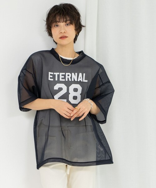 Rie Miller（リエミラー）の「ダンボールメッシュプリントTシャツ（Tシャツ/カットソー・レディース・ホワイト/ネイビー・38）」の16枚目の写真