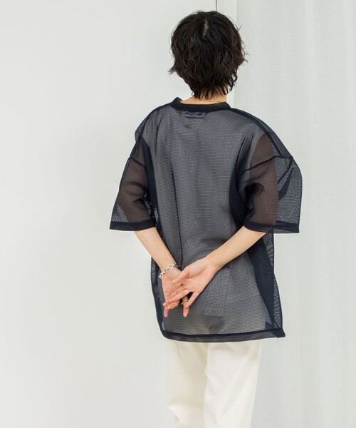 Rie Miller（リエミラー）の「ダンボールメッシュプリントTシャツ（Tシャツ/カットソー・レディース・ホワイト/ネイビー・38）」の15枚目の写真