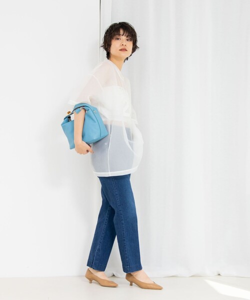 Rie Miller（リエミラー）の「ダンボールメッシュプリントTシャツ（Tシャツ/カットソー・レディース・ホワイト/ネイビー・38）」の12枚目の写真