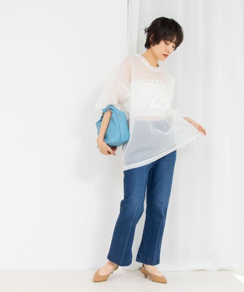 Rie Miller（リエミラー）の「ダンボールメッシュプリントTシャツ（Tシャツ/カットソー・レディース・ホワイト/ネイビー・38）」の11枚目の写真