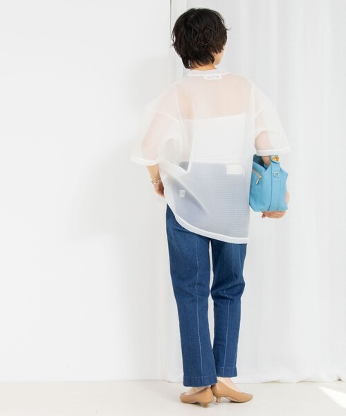 Rie Miller（リエミラー）の「ダンボールメッシュプリントTシャツ（Tシャツ/カットソー・レディース・ホワイト/ネイビー・38）」の10枚目の写真