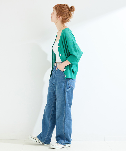 B.C STOCK(ベーセーストック)の「手洗い可 / 2WAYシアーVネックカーディガン(カーディガン/ボレロ・レディース・ブラック/ホワイト/ブラウン/グリーン・FREE)」の19枚目の写真