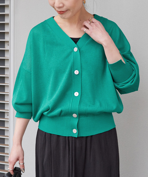 手洗い可 / 2WAYシアーVネックカーディガン（カーディガン