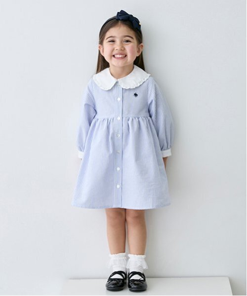 petit main(プティマイン)の「【POLO BCS】シャツワンピース(シャツワンピース・キッズ・ライトピンク/ライトブルー・110cm/80cm/100cm/130cm/120cm/90cm)」の1枚目の写真