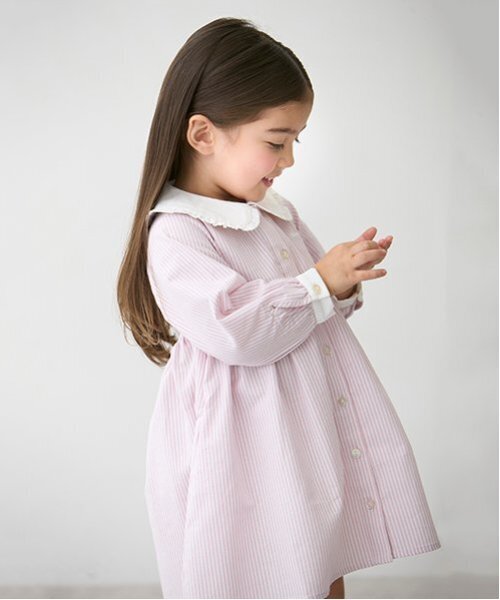 petit main(プティマイン)の「【POLO BCS】シャツワンピース(シャツワンピース・キッズ・ライトピンク/ライトブルー・110cm/80cm/100cm/130cm/120cm/90cm)」の3枚目の写真
