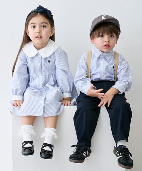 petit main(プティマイン)の「【POLO BCS】シャツワンピース(シャツワンピース・キッズ・ライトピンク/ライトブルー・110cm/80cm/100cm/130cm/120cm/90cm)」の7枚目の写真
