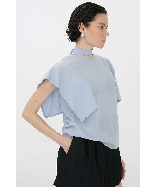 CLANE クラネ SQUARE SLEEVE BLOUSE ブラウス ブルー CLANE/クラネ】SQUARE SLEEVE BLOUSE/スクエアスリーブブラウス