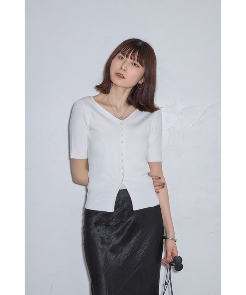 leimn(レイムン)の「Vネックリブトップ(Tシャツ/カットソー・レディース・ホワイト/ブラウン/ネイビー・M)」の18枚目の写真