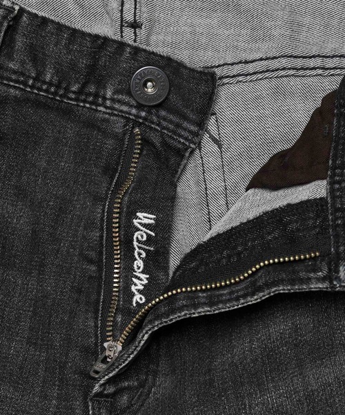 VANQUISH（ヴァンキッシュ）の「VANQUISH / ヴァンキッシュ リペア スキニー デニムパンツ（デニムパンツ・メンズ・ブラック・34inch/32inch/30inch/28inch）」の4枚目の写真