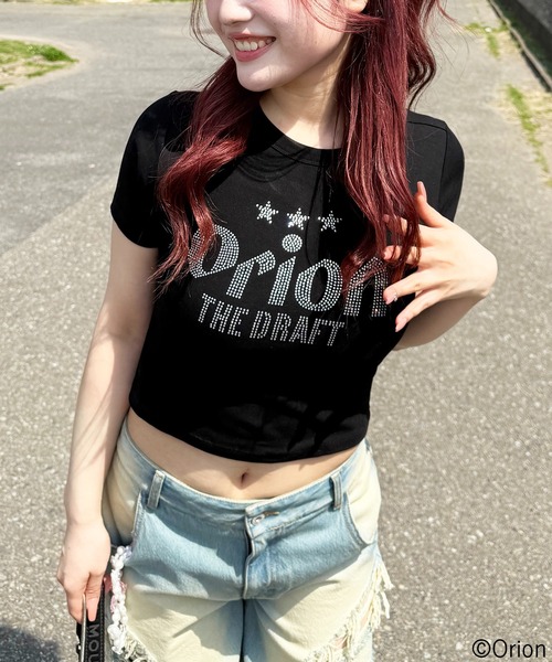 スパイラルガール SPIRALGIRL ラインストーンちびTシャツ （ブラック） ラインストーンちびTシャツ SPIRALGIRL│SPIRALGIRL