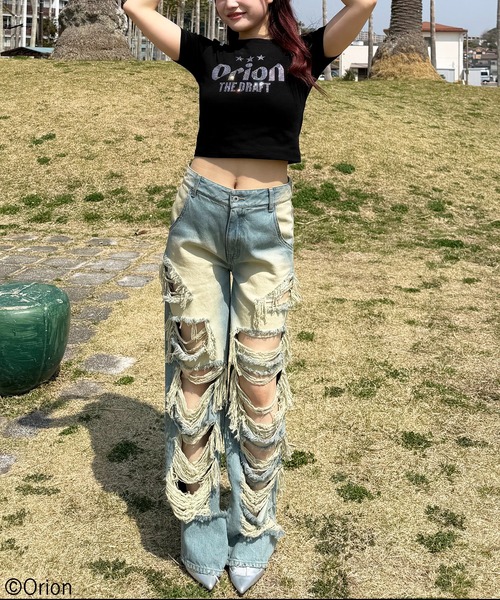 tシャツ 「Orion/オリオン」ラインストーンちびTシャツ レディース Orion/オリオン】ラインストーンちびTシャツ SPIRALGIRL