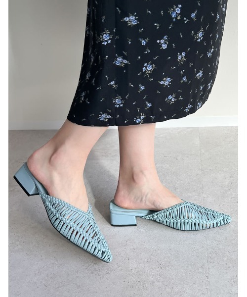 Re:EDIT（リエディ）の「[2025 SUMMER COLLECTION][大きいサイズ有]フェイクレザーメッシュポインテッドトゥローヒールサンダル（サンダル・レディース・ホワイト/ブルー/ブラック・SMALL/MEDIUM/LARGE/X-LARGE/XX-LARGE）」の3枚目の写真