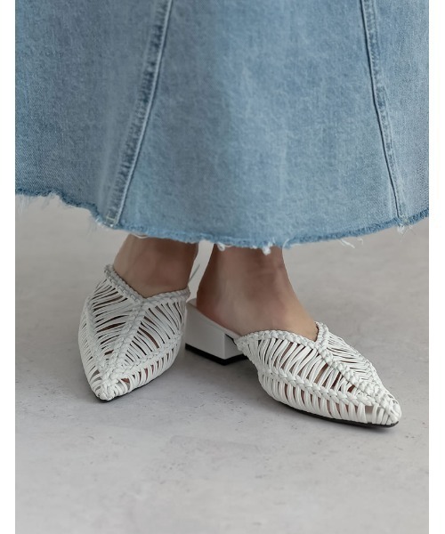 Re:EDIT（リエディ）の「[2025 SUMMER COLLECTION][大きいサイズ有]フェイクレザーメッシュポインテッドトゥローヒールサンダル（サンダル・レディース・ホワイト/ブルー/ブラック・SMALL/MEDIUM/LARGE/X-LARGE/XX-LARGE）」の10枚目の写真