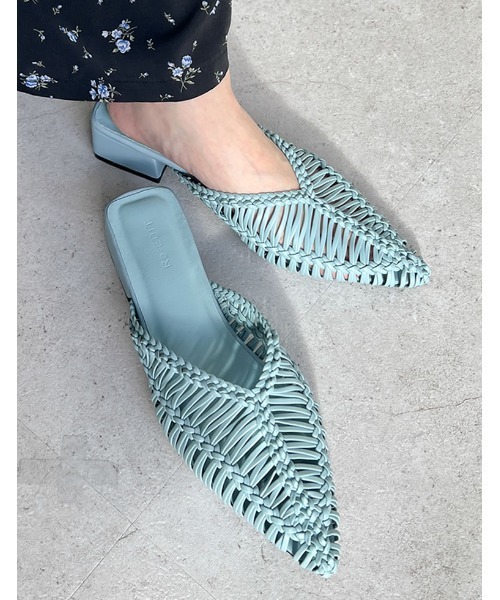 Re:EDIT（リエディ）の「[2025 SUMMER COLLECTION][大きいサイズ有]フェイクレザーメッシュポインテッドトゥローヒールサンダル（サンダル・レディース・ホワイト/ブルー/ブラック・SMALL/MEDIUM/LARGE/X-LARGE/XX-LARGE）」の15枚目の写真