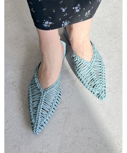 Re:EDIT（リエディ）の「[2025 SUMMER COLLECTION][大きいサイズ有]フェイクレザーメッシュポインテッドトゥローヒールサンダル（サンダル・レディース・ホワイト/ブルー/ブラック・SMALL/MEDIUM/LARGE/X-LARGE/XX-LARGE）」の17枚目の写真