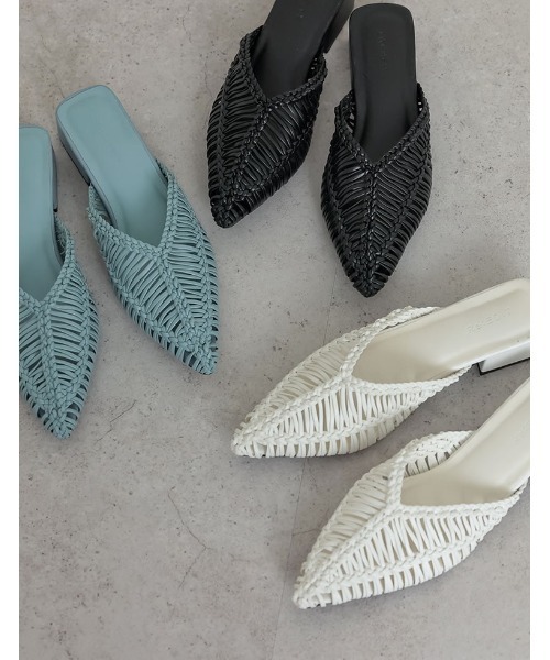 Re:EDIT（リエディ）の「[2025 SUMMER COLLECTION][大きいサイズ有]フェイクレザーメッシュポインテッドトゥローヒールサンダル（サンダル・レディース・ホワイト/ブルー/ブラック・SMALL/MEDIUM/LARGE/X-LARGE/XX-LARGE）」の4枚目の写真