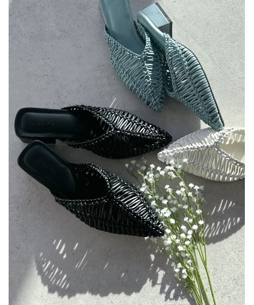 Re:EDIT（リエディ）の「[2025 SUMMER COLLECTION][大きいサイズ有]フェイクレザーメッシュポインテッドトゥローヒールサンダル（サンダル・レディース・ホワイト/ブルー/ブラック・SMALL/MEDIUM/LARGE/X-LARGE/XX-LARGE）」の19枚目の写真