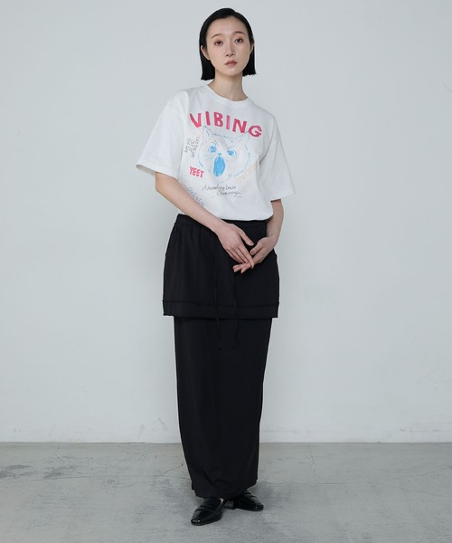 le ELMi(ルエルミ)の「【Uniquely bold design】Cat graphic short sleeve t-shirt / ピグメント加工 ヴィンテージライク キャット グラフィック 半袖Tシャツ(Tシャツ/カットソー・レディース・オフホワイト/ブラック・M/L)」の21枚目の写真