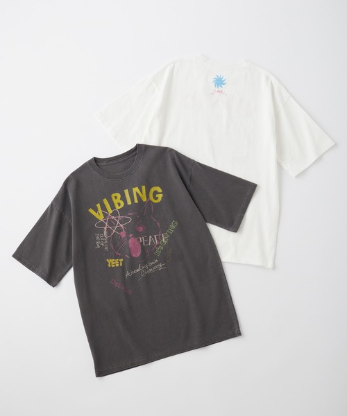 le ELMi(ルエルミ)の「【Uniquely bold design】Cat graphic short sleeve t-shirt / ピグメント加工 ヴィンテージライク キャット グラフィック 半袖Tシャツ(Tシャツ/カットソー・レディース・オフホワイト/ブラック・M/L)」の7枚目の写真