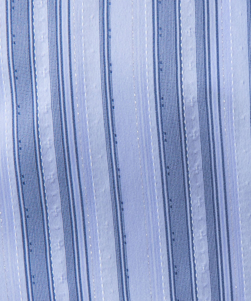 NARACAMICIE（ナラカミーチェ）の「【NARACAMICIE】ストレッチランダムストライプ襟付きフリル半袖シャツ（シャツ/ブラウス・レディース・レッド/ブラック/ブルー・S/L/XL/M）」の20枚目の写真