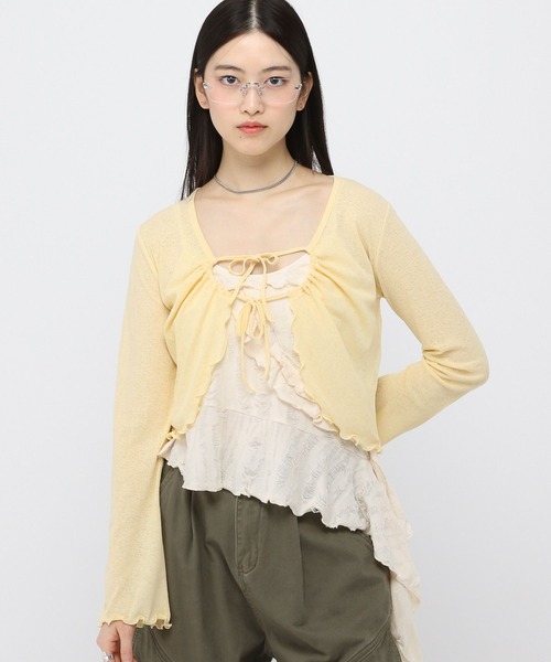 ALAND（エーランド）の「3.3Field Trip／Wリボンデザインカーディガン（カーディガン/ボレロ・レディース・ピンク/イエロー/チャコール・FREE）」の3枚目の写真