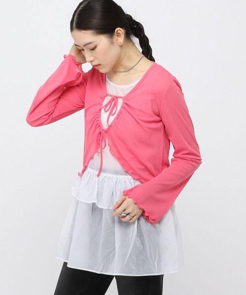 ALAND（エーランド）の「3.3Field Trip／Wリボンデザインカーディガン（カーディガン/ボレロ・レディース・ピンク/イエロー/チャコール・FREE）」の16枚目の写真