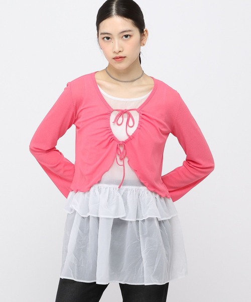 ALAND（エーランド）の「3.3Field Trip／Wリボンデザインカーディガン（カーディガン/ボレロ・レディース・ピンク/イエロー/チャコール・FREE）」の17枚目の写真