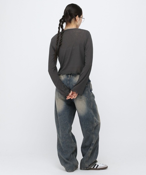 ALAND（エーランド）の「3.3Field Trip／Wリボンデザインカーディガン（カーディガン/ボレロ・レディース・ピンク/イエロー/チャコール・FREE）」の6枚目の写真