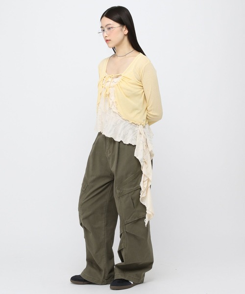 ALAND（エーランド）の「3.3Field Trip／Wリボンデザインカーディガン（カーディガン/ボレロ・レディース・ピンク/イエロー/チャコール・FREE）」の10枚目の写真