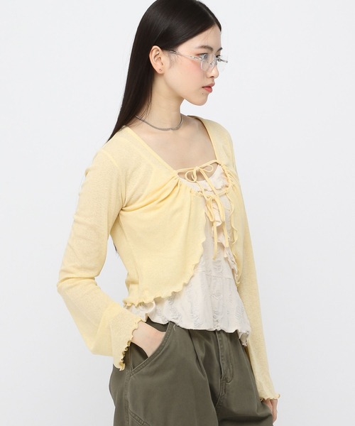 ALAND（エーランド）の「3.3Field Trip／Wリボンデザインカーディガン（カーディガン/ボレロ・レディース・ピンク/イエロー/チャコール・FREE）」の12枚目の写真