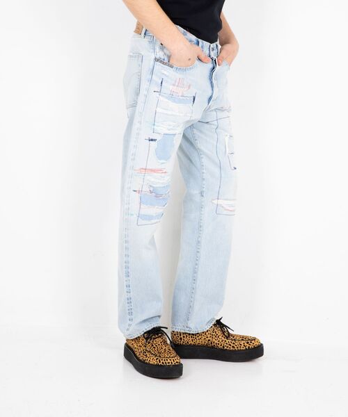 ヒステリックグラマー　ダメージ加工ストレートデニムW30 HYSTERIC GLAMOUR - ヒステリックグラマー hysteric glamour
