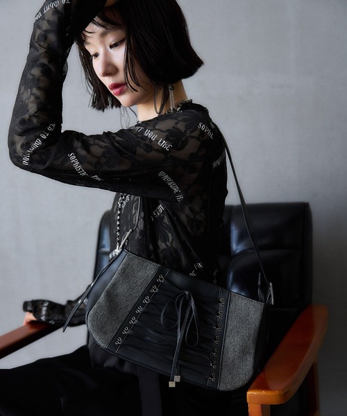 HARE（ハレ）の「デニムレースアップバッグ(HARE)（ハンドバッグ・レディース・ブルー/ブラック・FREE）」の8枚目の写真