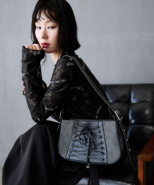 HARE（ハレ）の「デニムレースアップバッグ(HARE)（ハンドバッグ・レディース・ブルー/ブラック・FREE）」の9枚目の写真